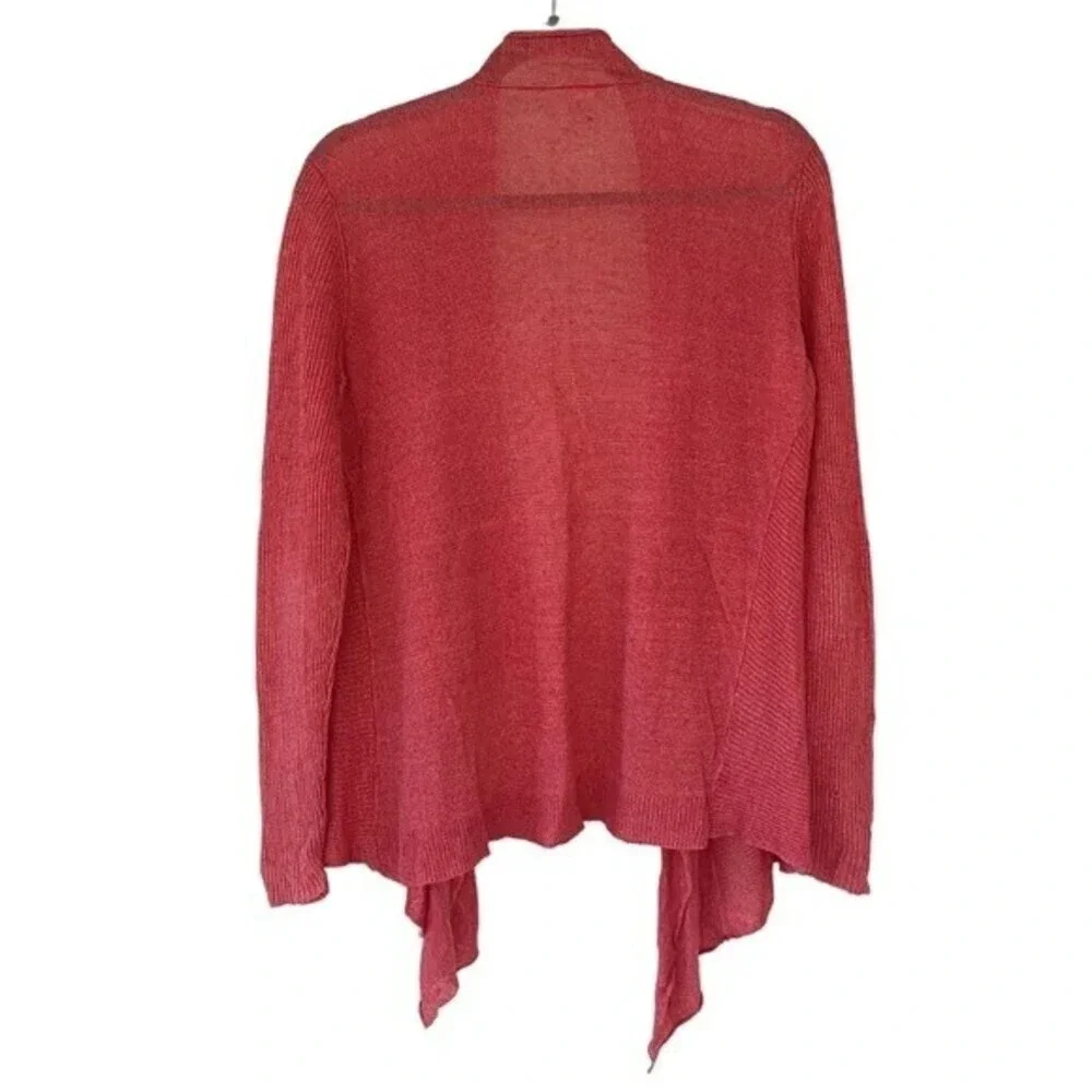 Eileen Fisher, Cascading Cardigan, Open Front, Linen,‎ Coral